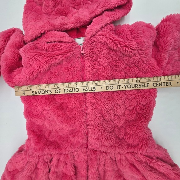 American Widgeon Kids Girls Pink Faux Fur Peplum Hooded Jacket Coat Size 6 - Picture 8 of 8